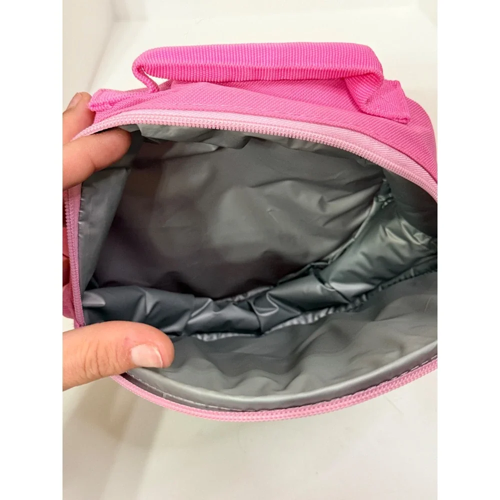 Sanrio Hello Kitty Pink Round Insulated Lunch Bag Glitter Graphic Thermal Tote